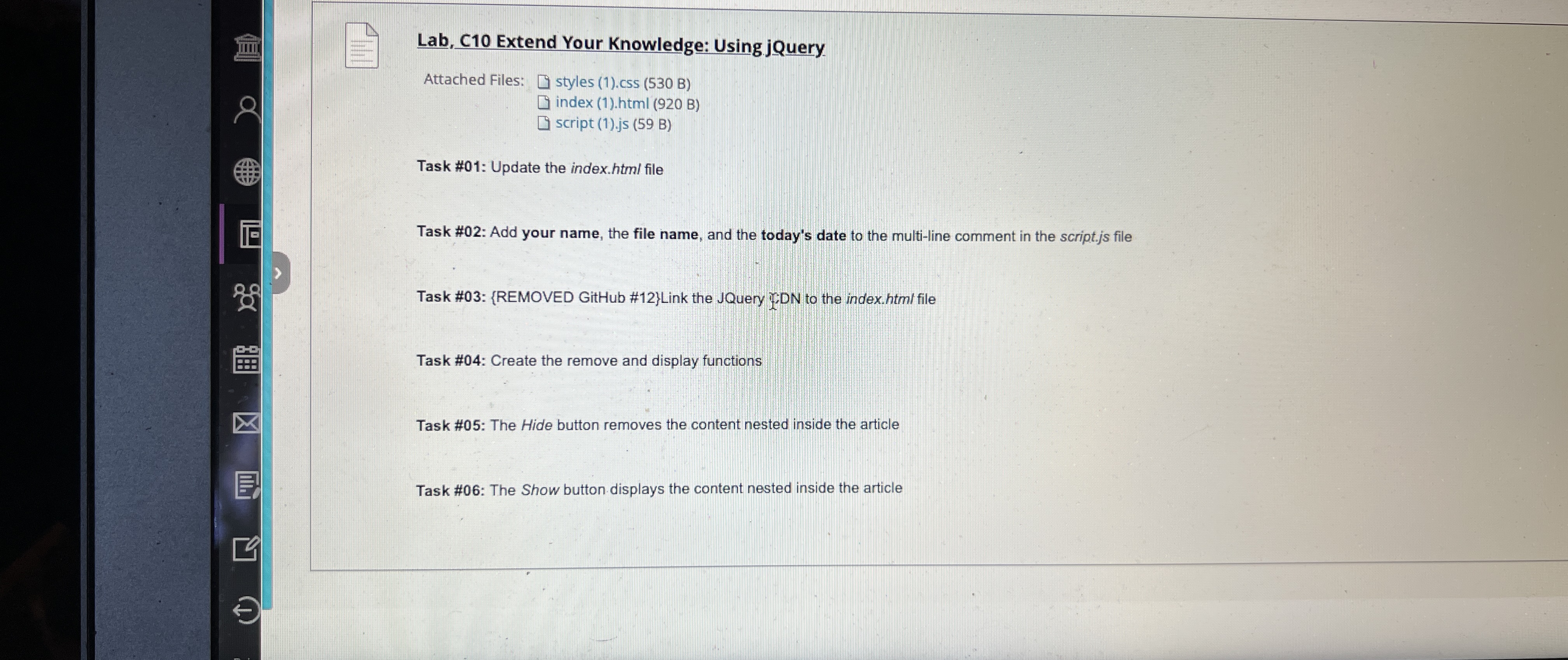 I Lab, C 1 0 Extend Your Knowledge: Using.jquery