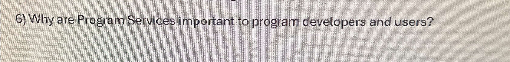 Why are Program Services important to program