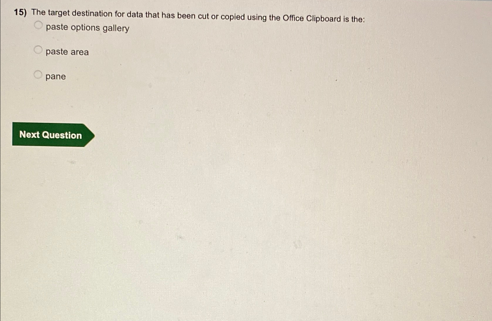 The target destination for data that has been cut