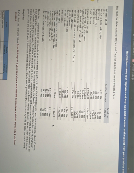 This window shows your responses and what was