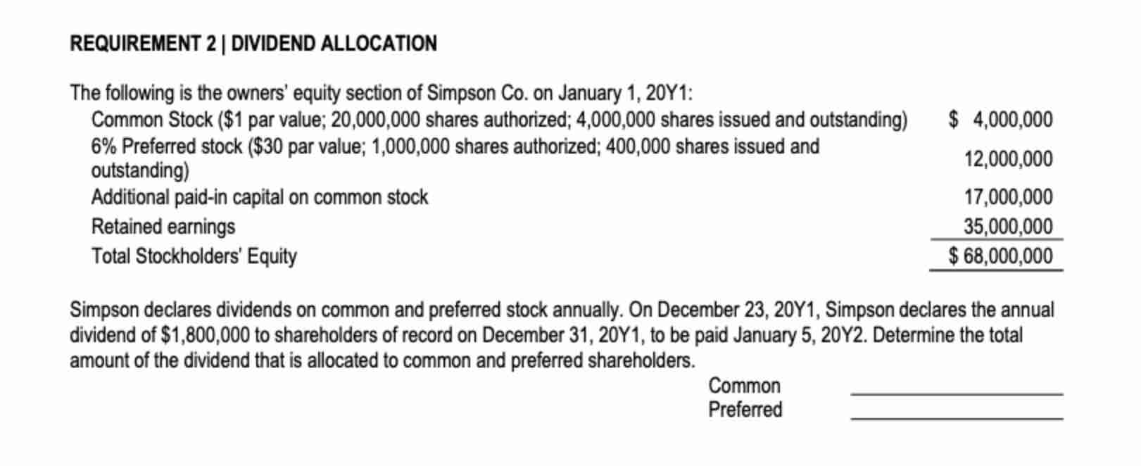 REQUIREMENT 2 | DIVIDEND ALLOCATION Simpson