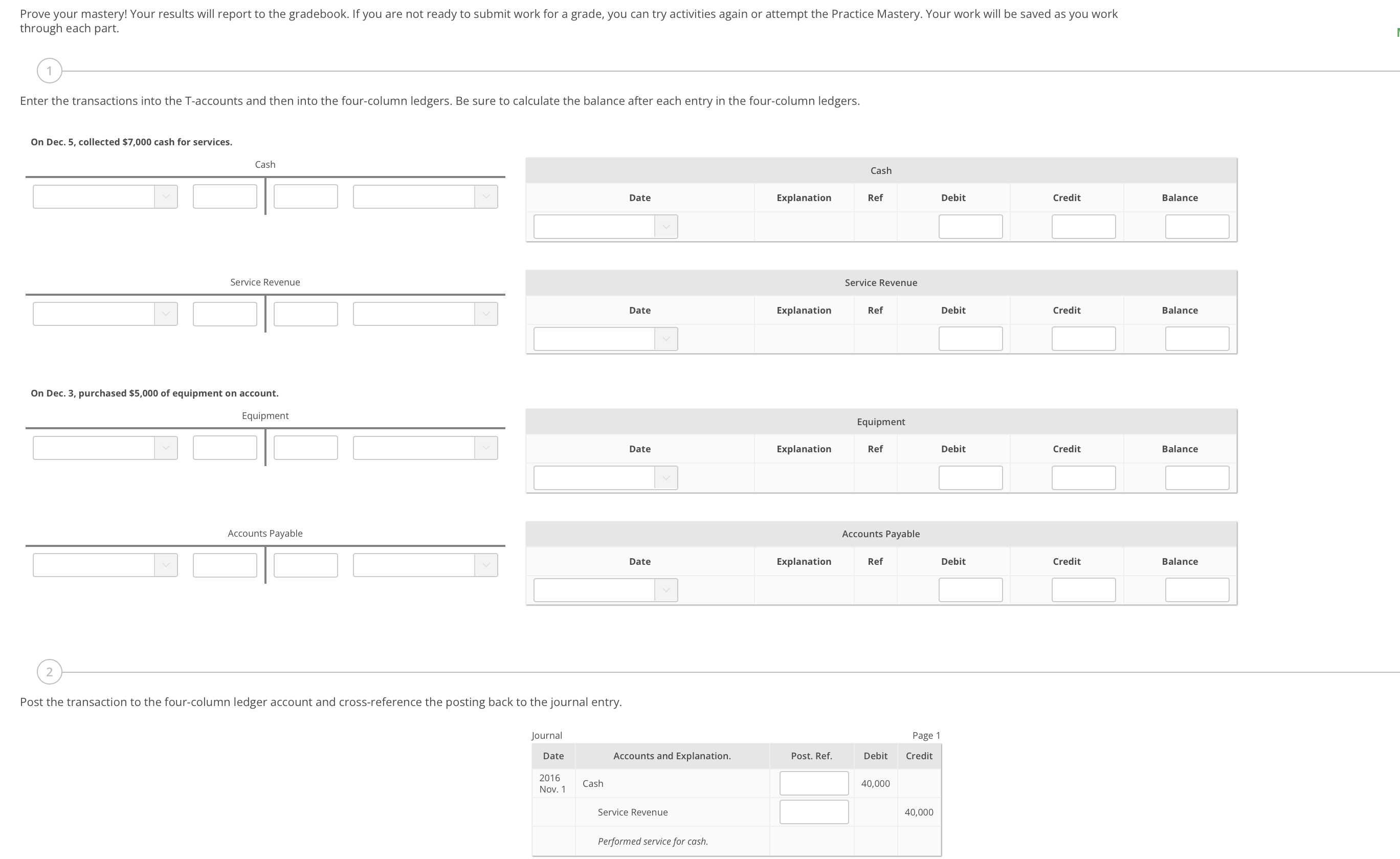 through each part. Enter the transactions into