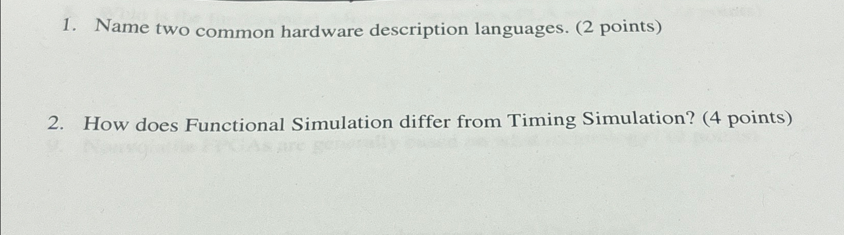 Name two common hardware description languages. (