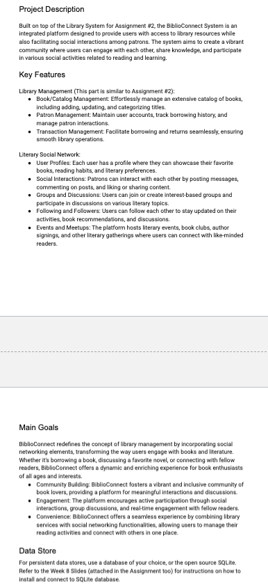 CS 4 0 1 Final Project: BiblioConnect: Integrated