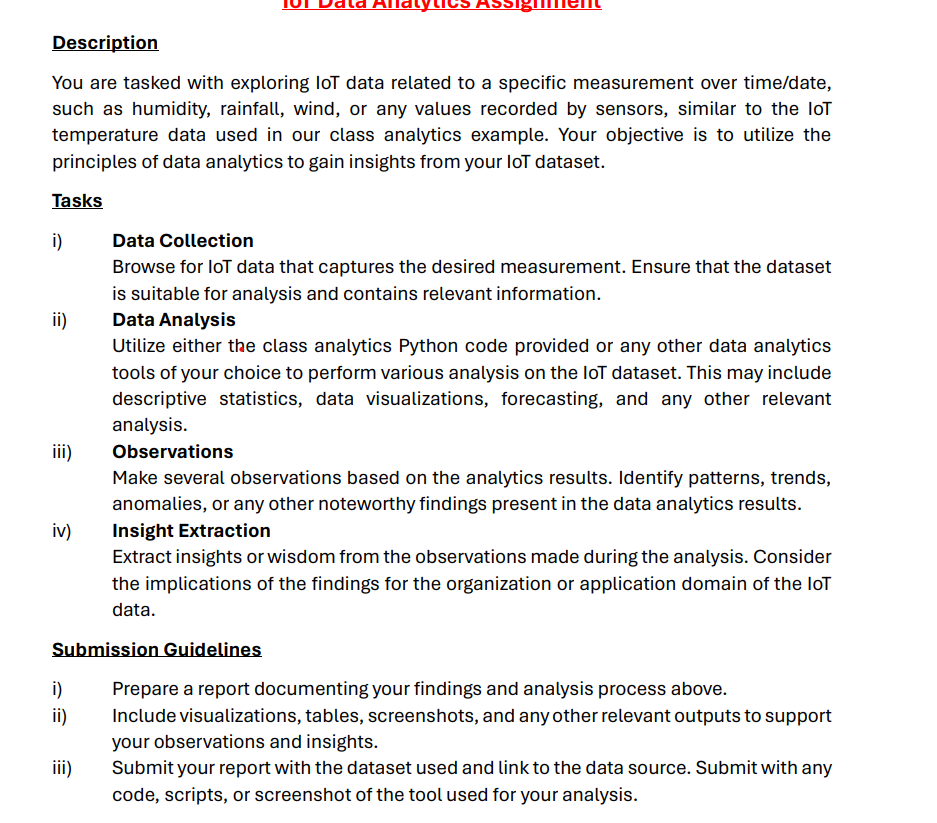 Description You are tasked with exploring loT