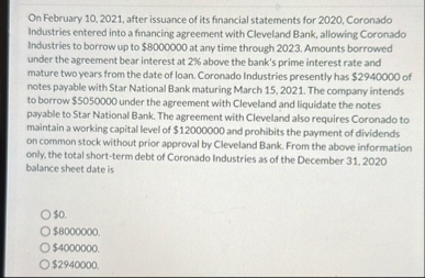 On February 1 0 , 2 0 2 1 , after issuance of its
