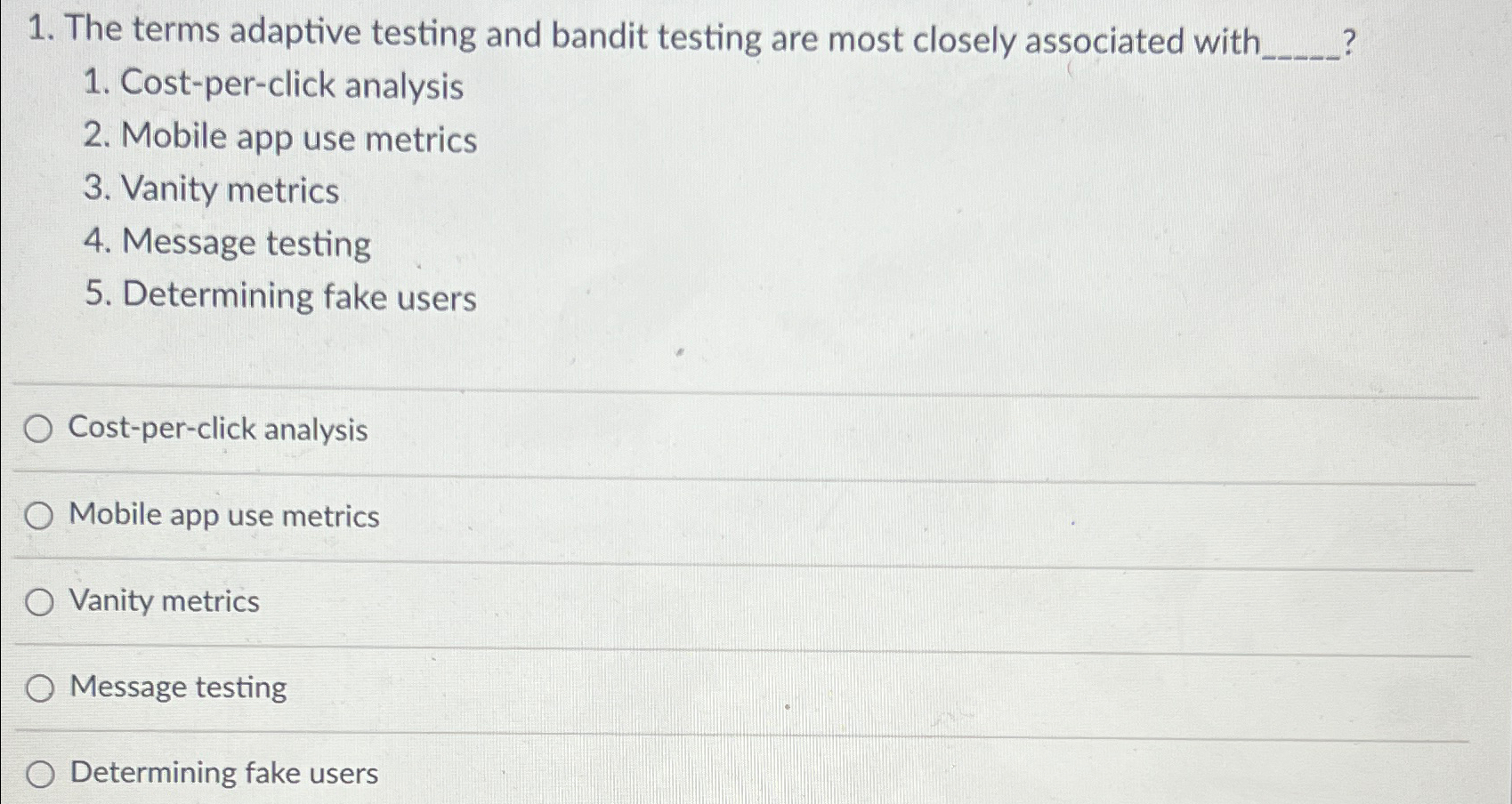 The terms adaptive testing and bandit testing are