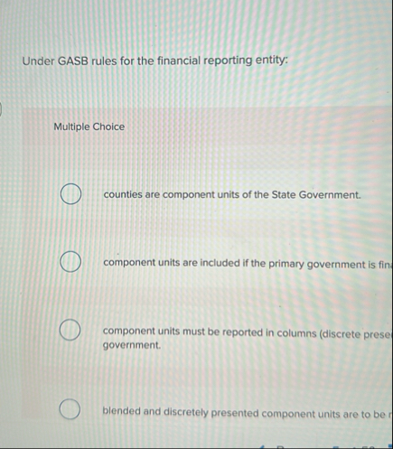 Under GASB rules for the financial reporting