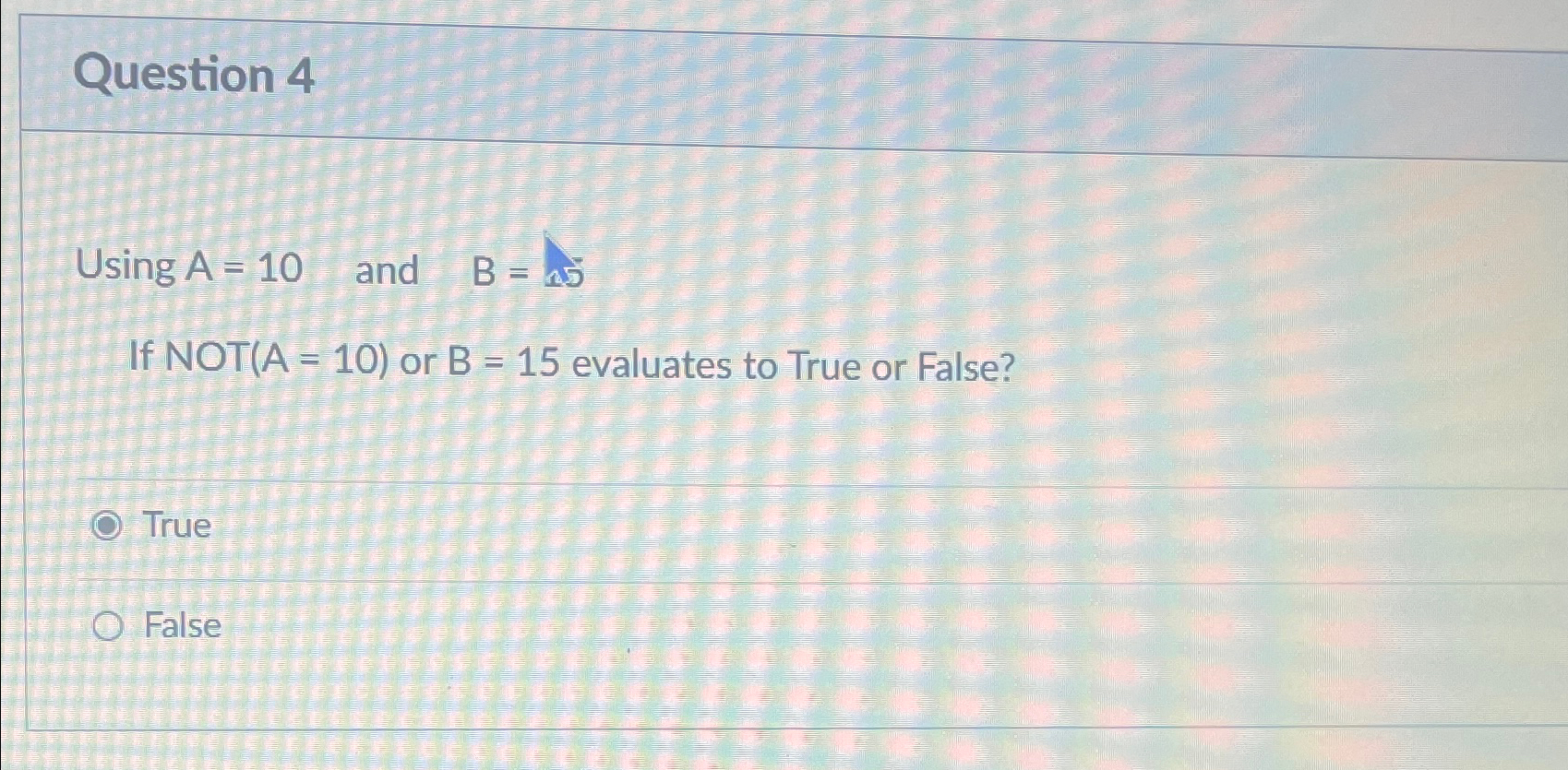 Question 4 Using A = 1 0 and B = A If ) = ( 1 0