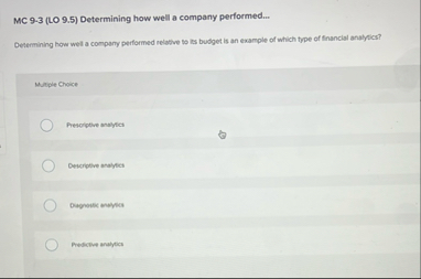 MC 9 - 3 ( LO 9 . 5 ) Determining how well a