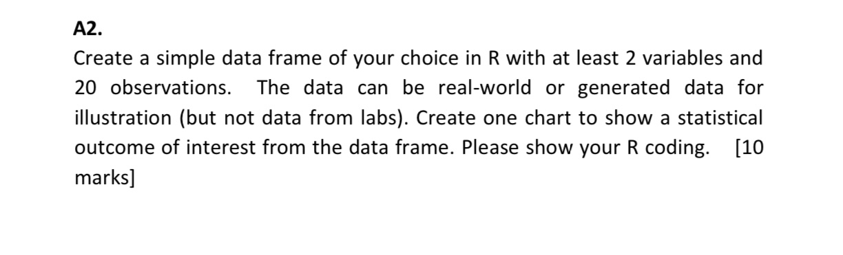 A 2 . Create a simple data frame of your choice
