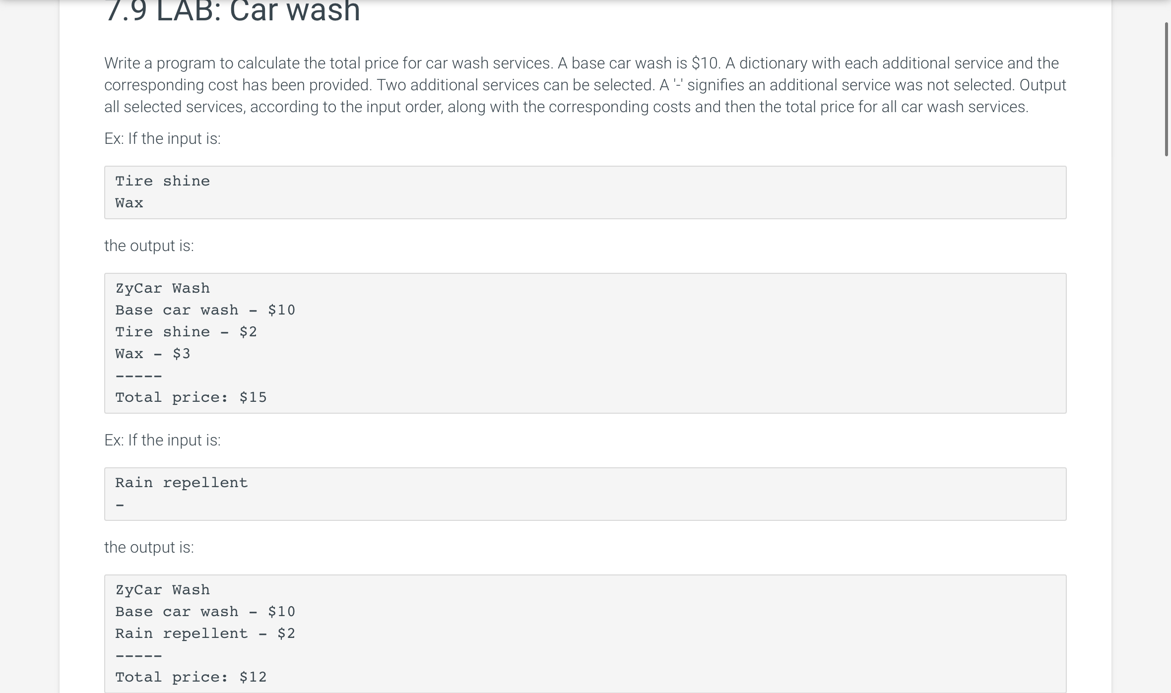 Write a program to calculate the total price for
