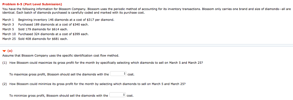 Cost of goods sold to maximize and minimize gross