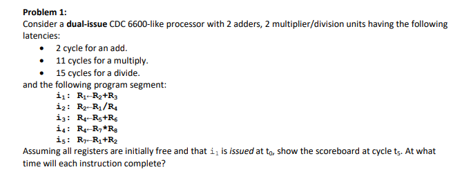 Problem 1 : Consider a dual - issue CDC 6 6 0 0 -