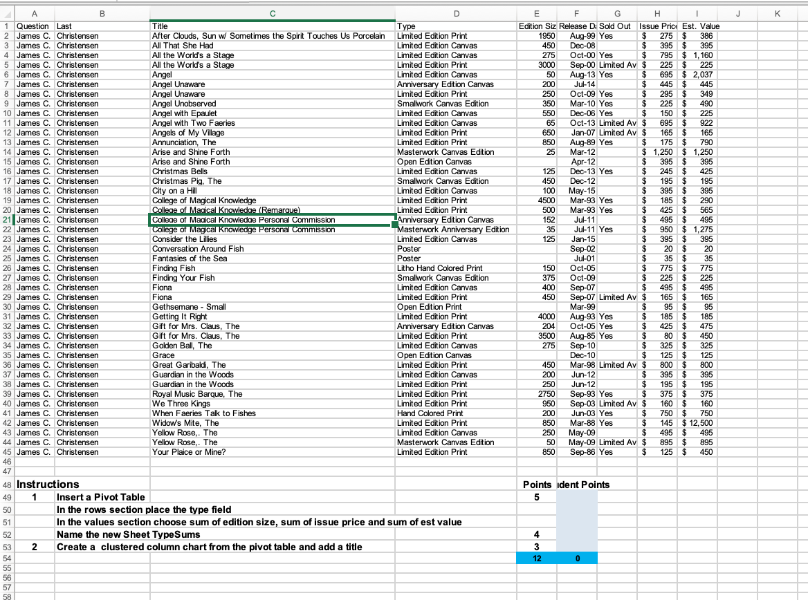 Instructions 1 Insert a Pivot Table In the rows