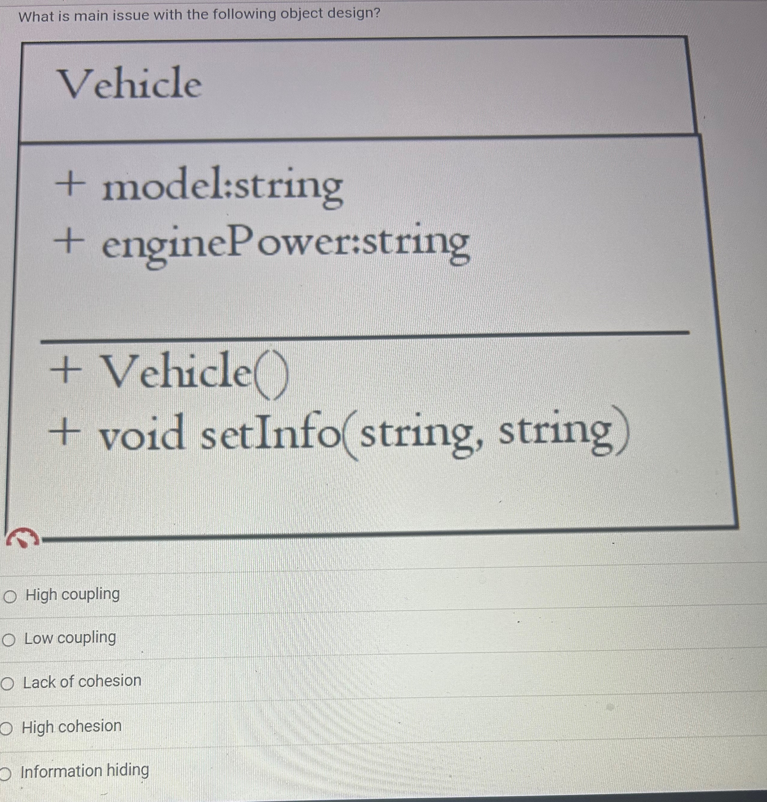 What is main issue with the following object