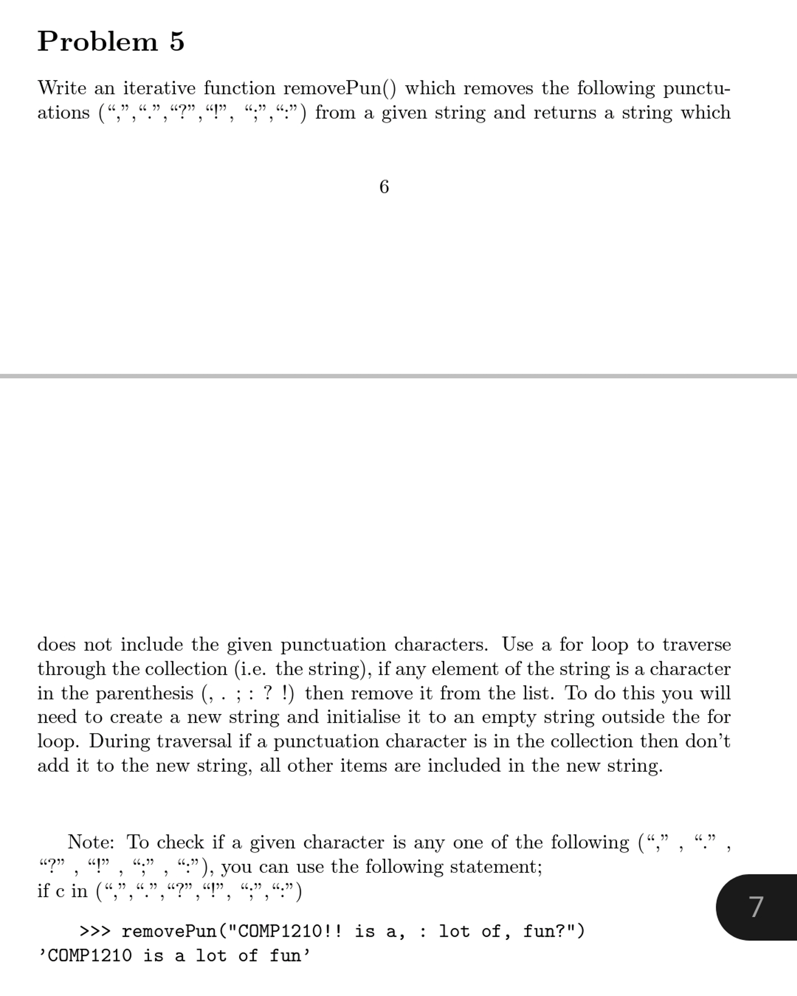 does not include the given punctuation