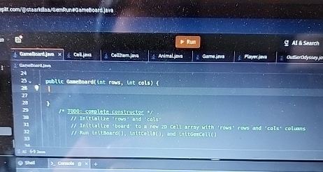 complete constructor GameBoard initialize 'rows'