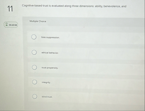 1 1 Cognitive - based trust is evaluated along