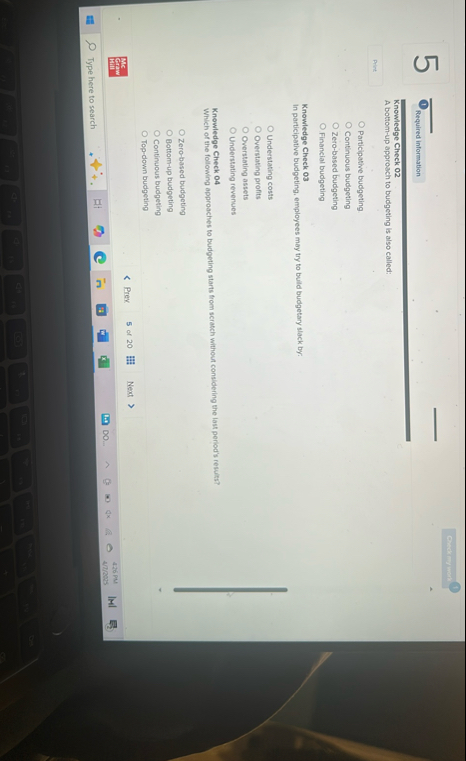 ( 1 ) Required information Knowledge Check 0 2 A