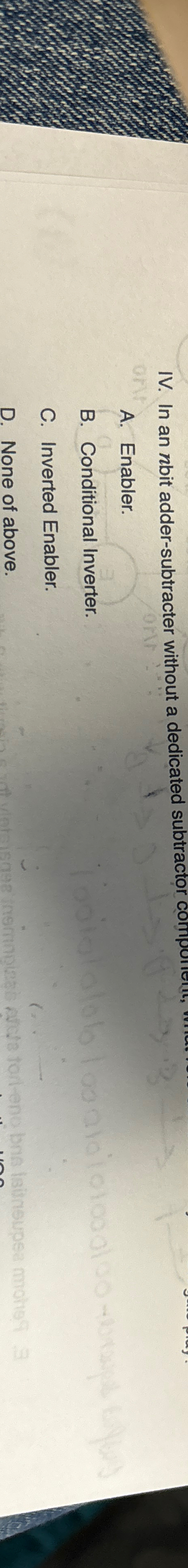 IV . In an nbit adder - subtracter without a