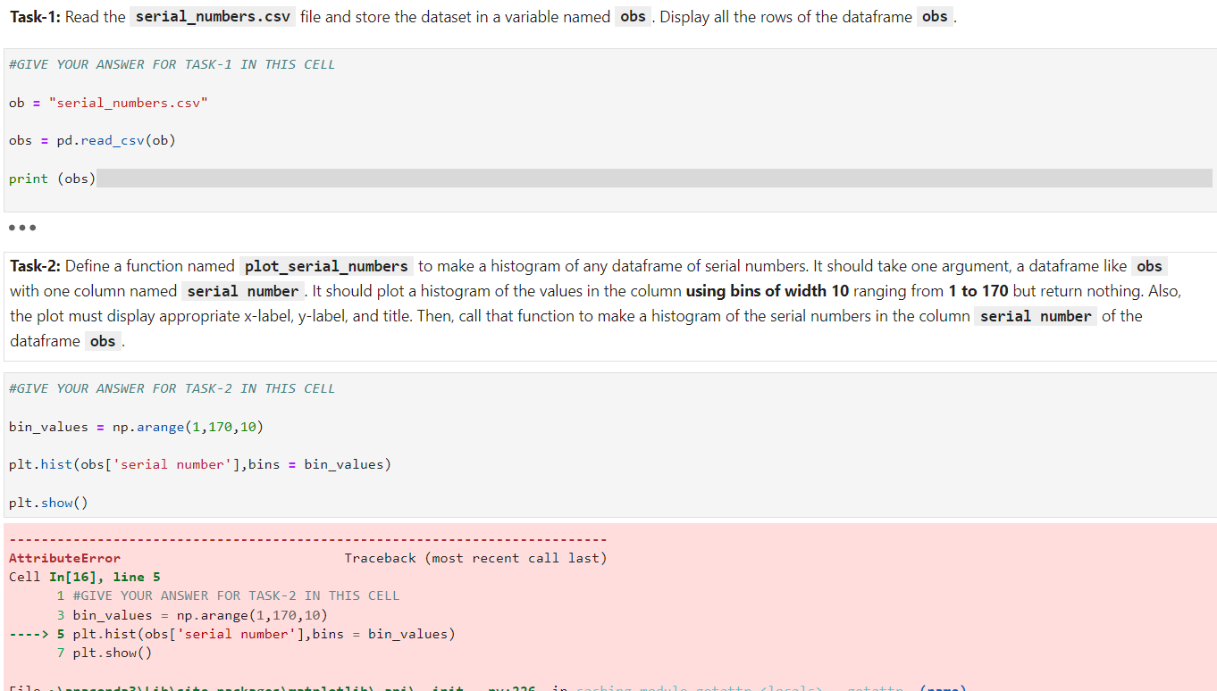 What is rong with task 2 ? Task - 1 : Read the