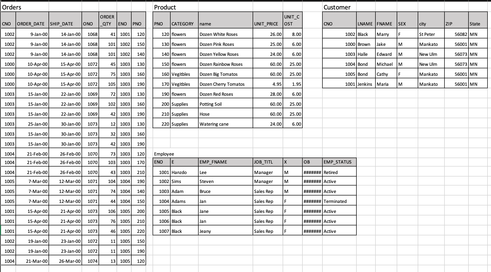 Write a SQL code to create tables with names