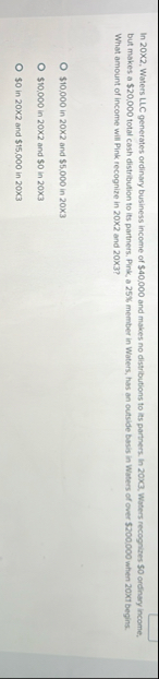 In 2 0 \ times 2 , Waters LLC generates ordinary