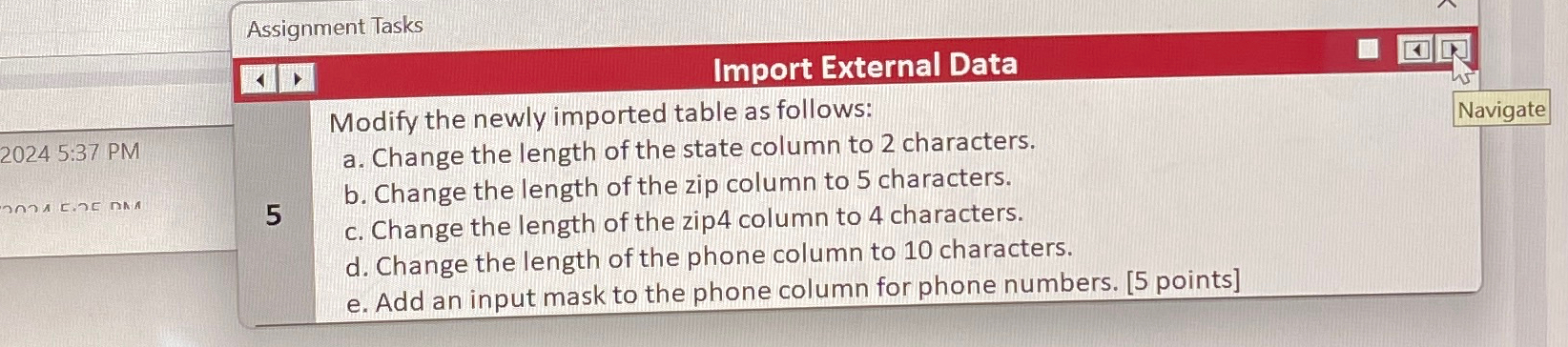 Assignment Tasks Modify the newly imported table
