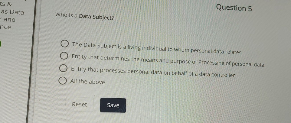 Question 5 Who is a Data Subject? The Data