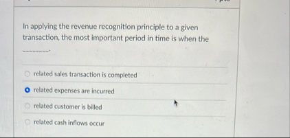 In applying the revenue recognition principle to