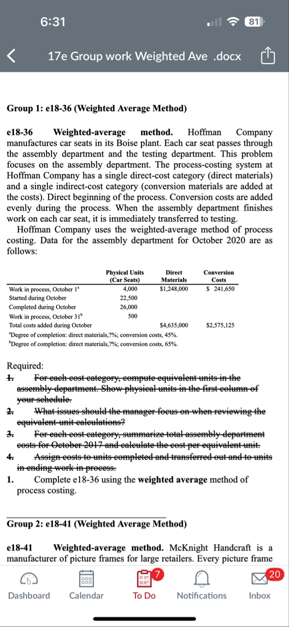 let direct materials be 1 0 0 % as we are told