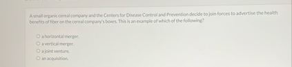 A small srganic cereal compary and the Centers