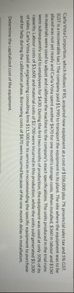 Carla Vista Corportion, which follows IFRS,