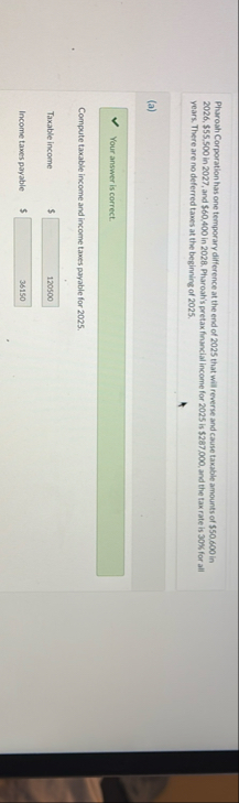 Pharoah Corporation has one temporary difference