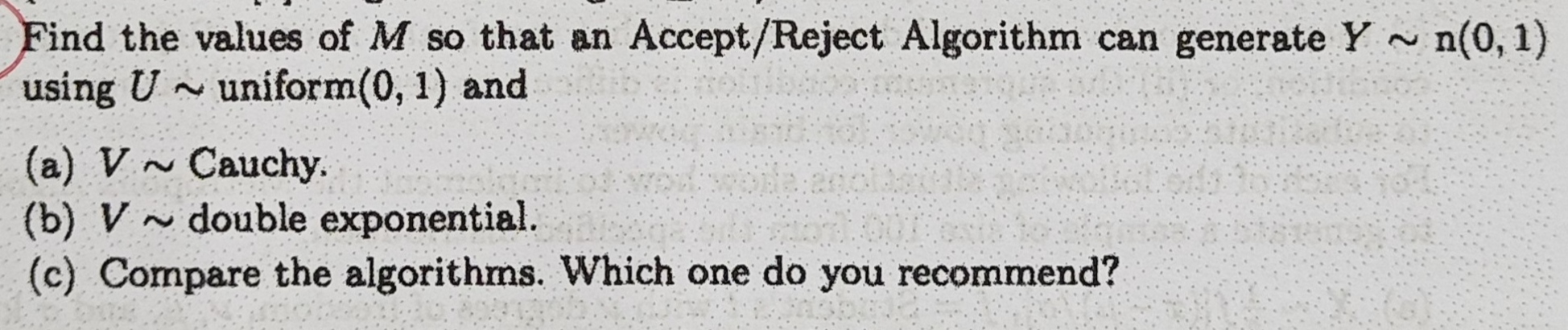 Find the values of M so that an Accept / Reject