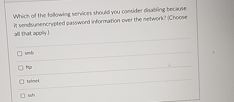 Which of the following services should you