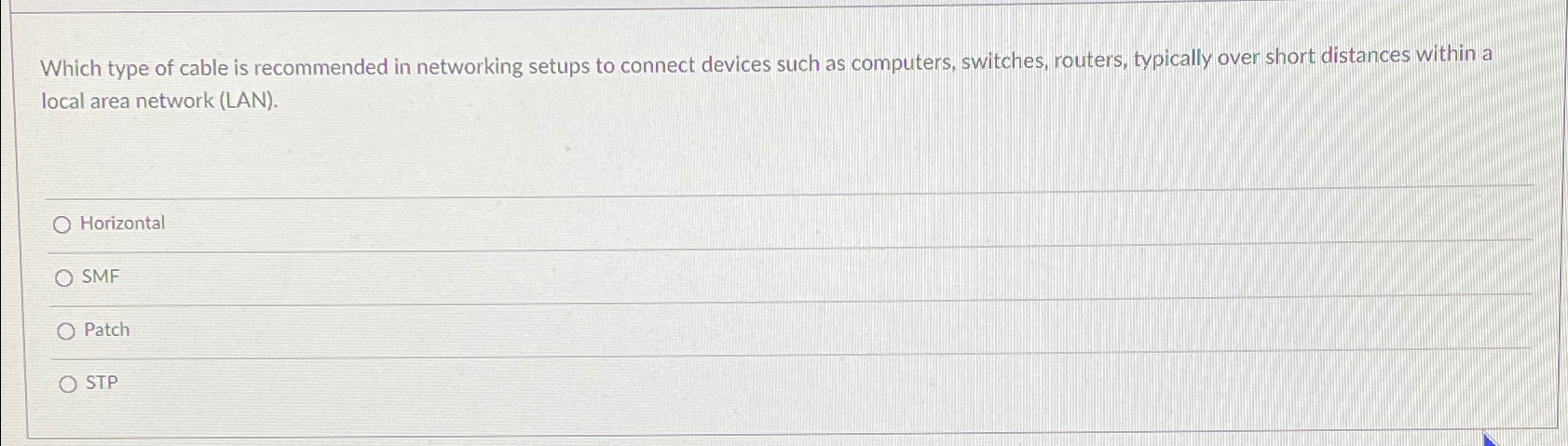 Which type of cable is recommended in networking