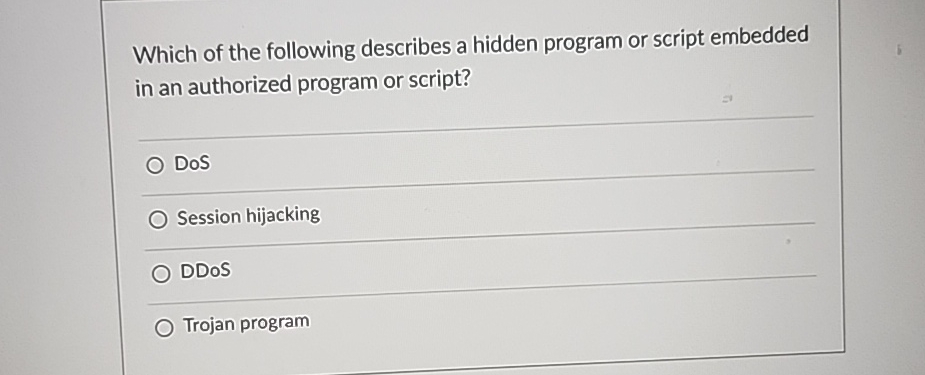 Which of the following describes a hidden program