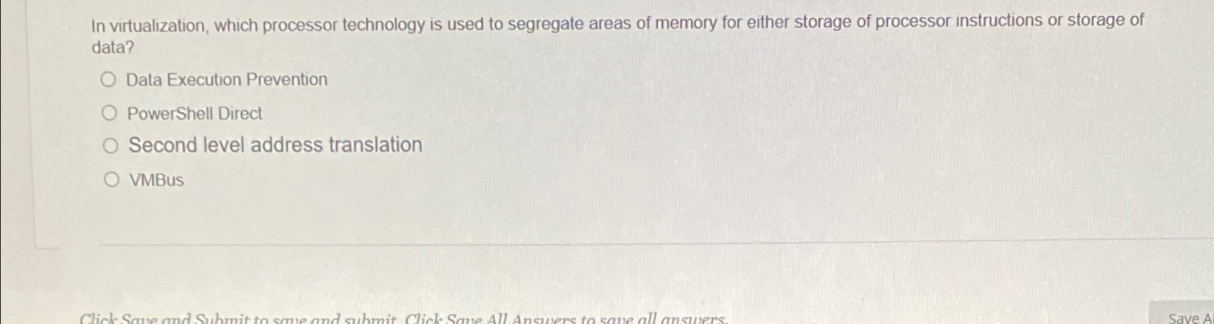 In virtualization, which processor technology is