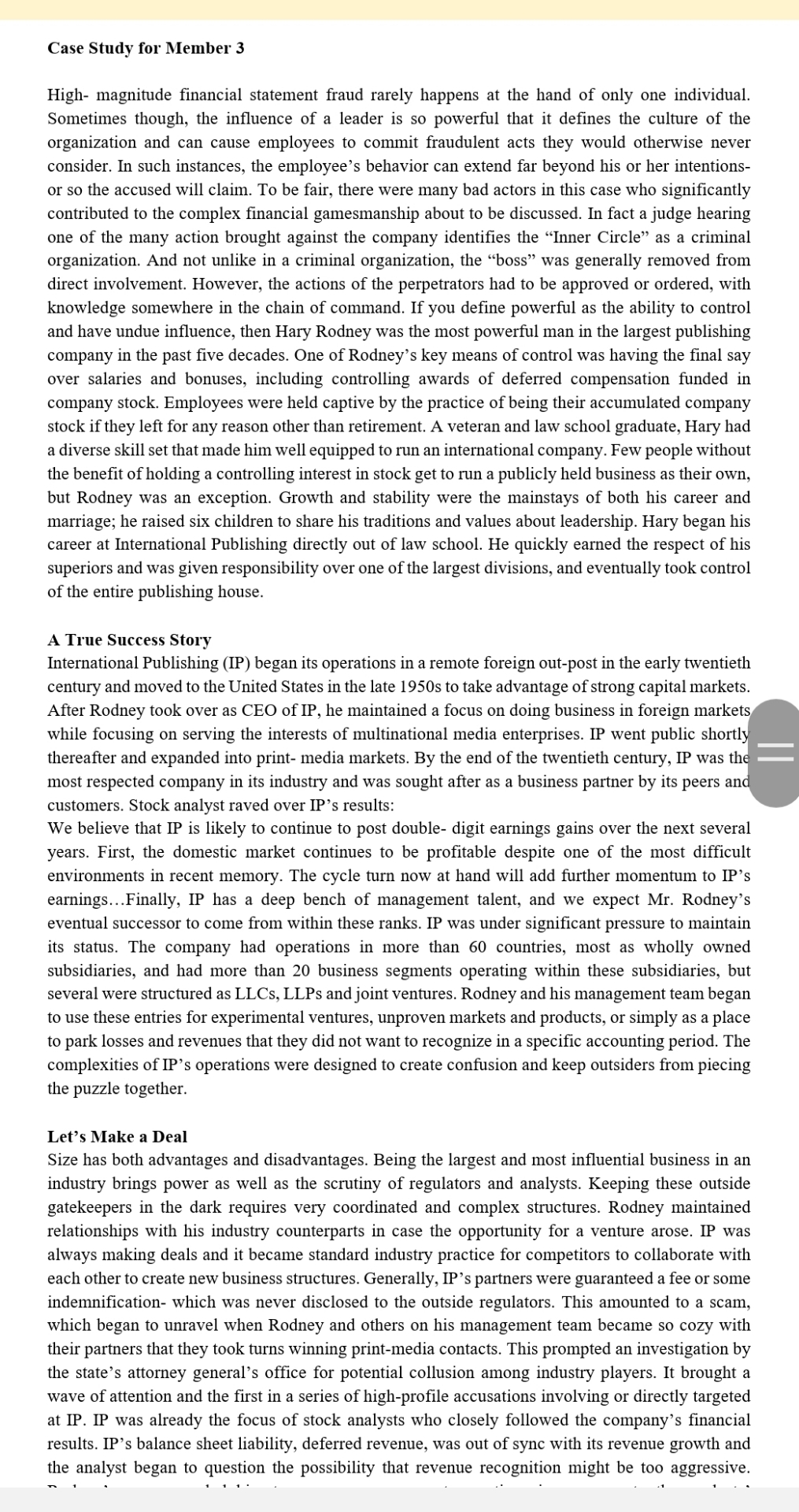 Case Study for Member 3 High - magnitude