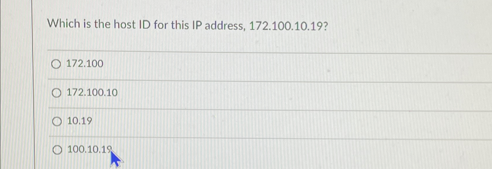Which is the host ID for this IP address, 1 7 2 .
