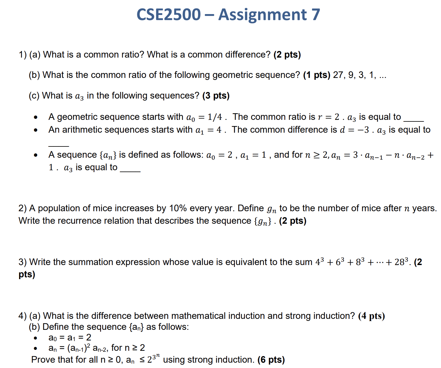 CSE 2 5 0 0 - Assignment 7 ( a ) What is a common