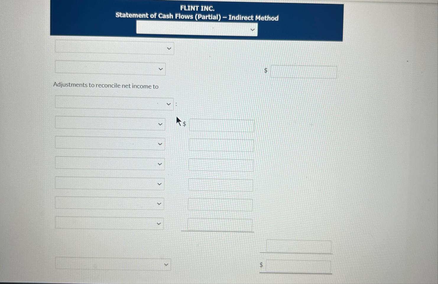 FLINT INC. Statement of Cash Flows ( Partial ) -