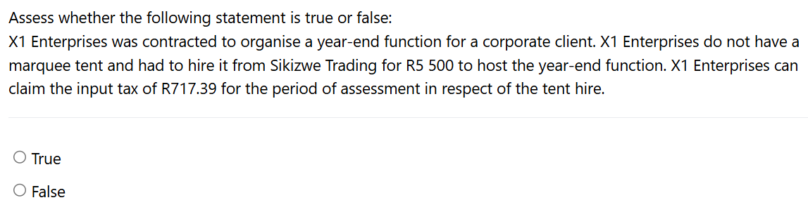 Assess whether the following statement is true or