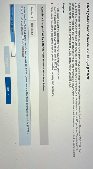 E 8 - 2 3 ( Static ) Cost of Goods Sold Budget [