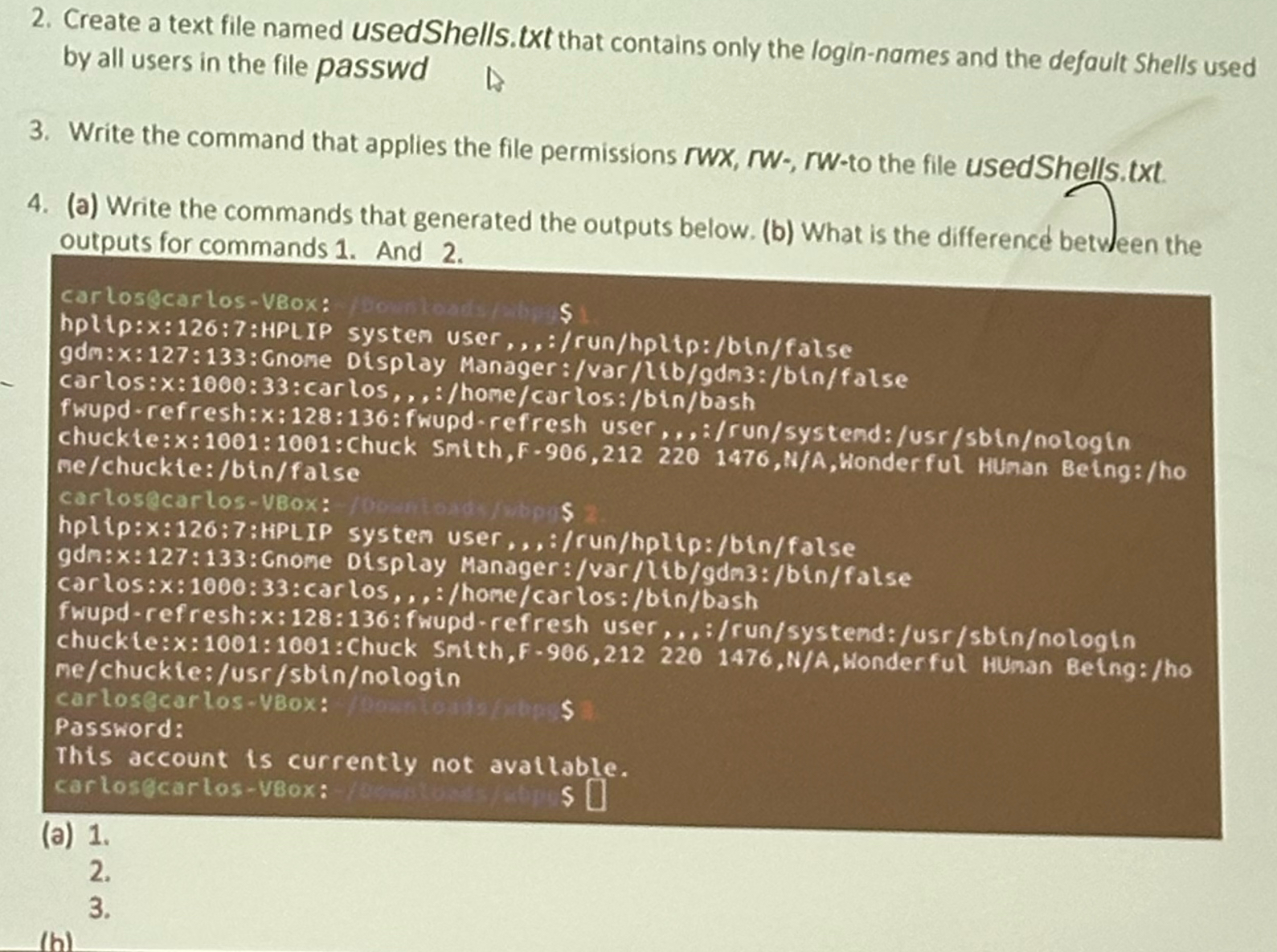 Create a text file named usedShells. txt that