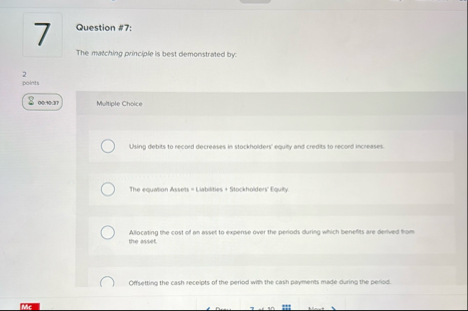 Question # 7 : The matching principle is best