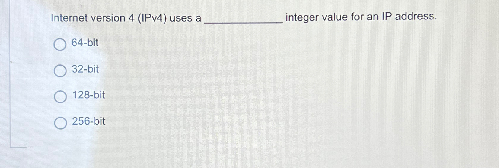 Internet version 4 ( IPv 4 ) uses a integer value