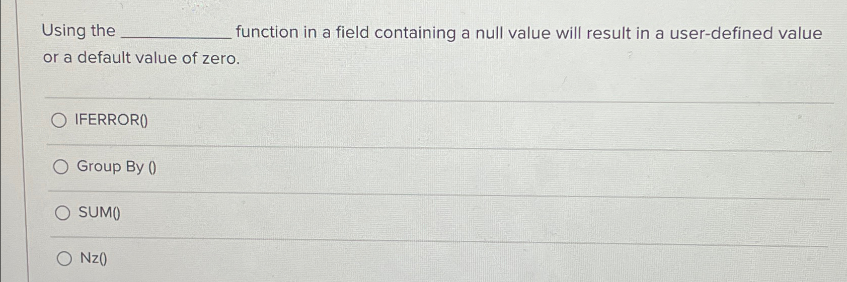 Using the function in a field containing a null